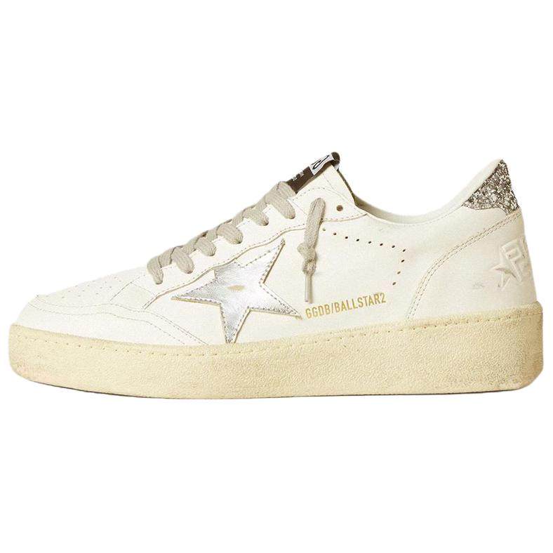 Nike Golden Goose Women's Ball Star with Silver Leather Star and Silver Glitter Heel Tab
