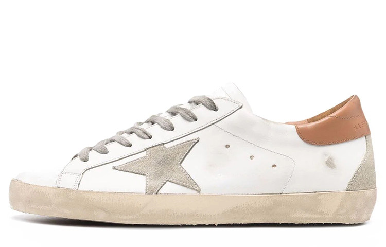 Maison Golden Goose Women's Super-Star with Ice-Grey Suede Star and Light-Brown Heel Tab
