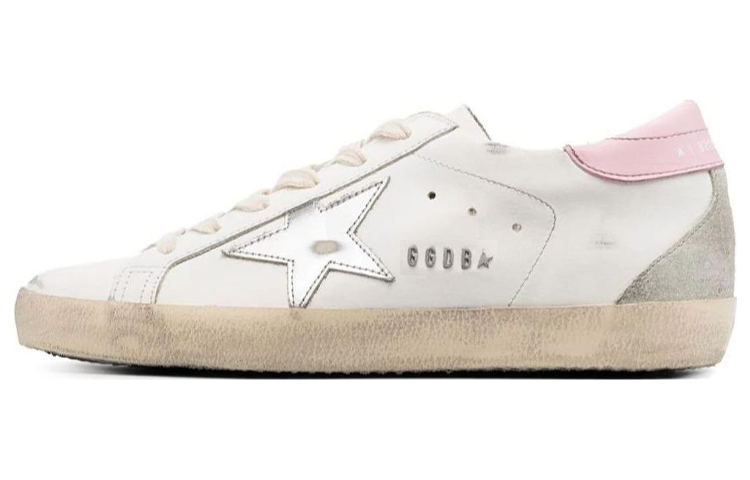 New Balance Golden Goose Women's Super-Star with Silver Leather Star and Pink Heel Tab