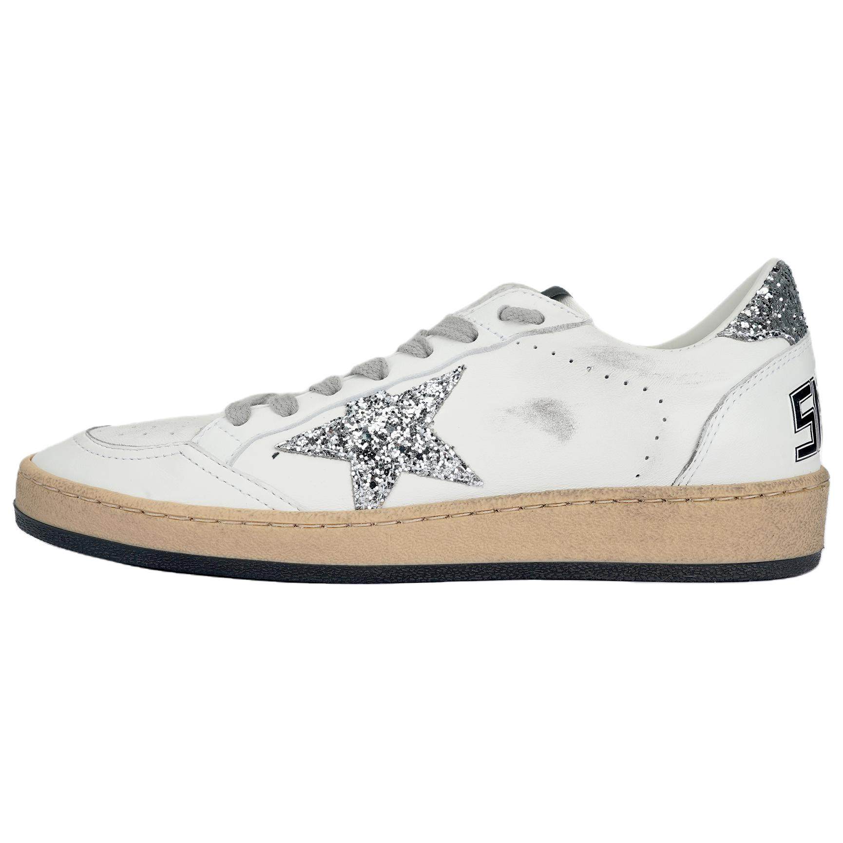Nike Golden Goose Women's Ball Star in Nappa with Silver Glitter Star and Heel Tab