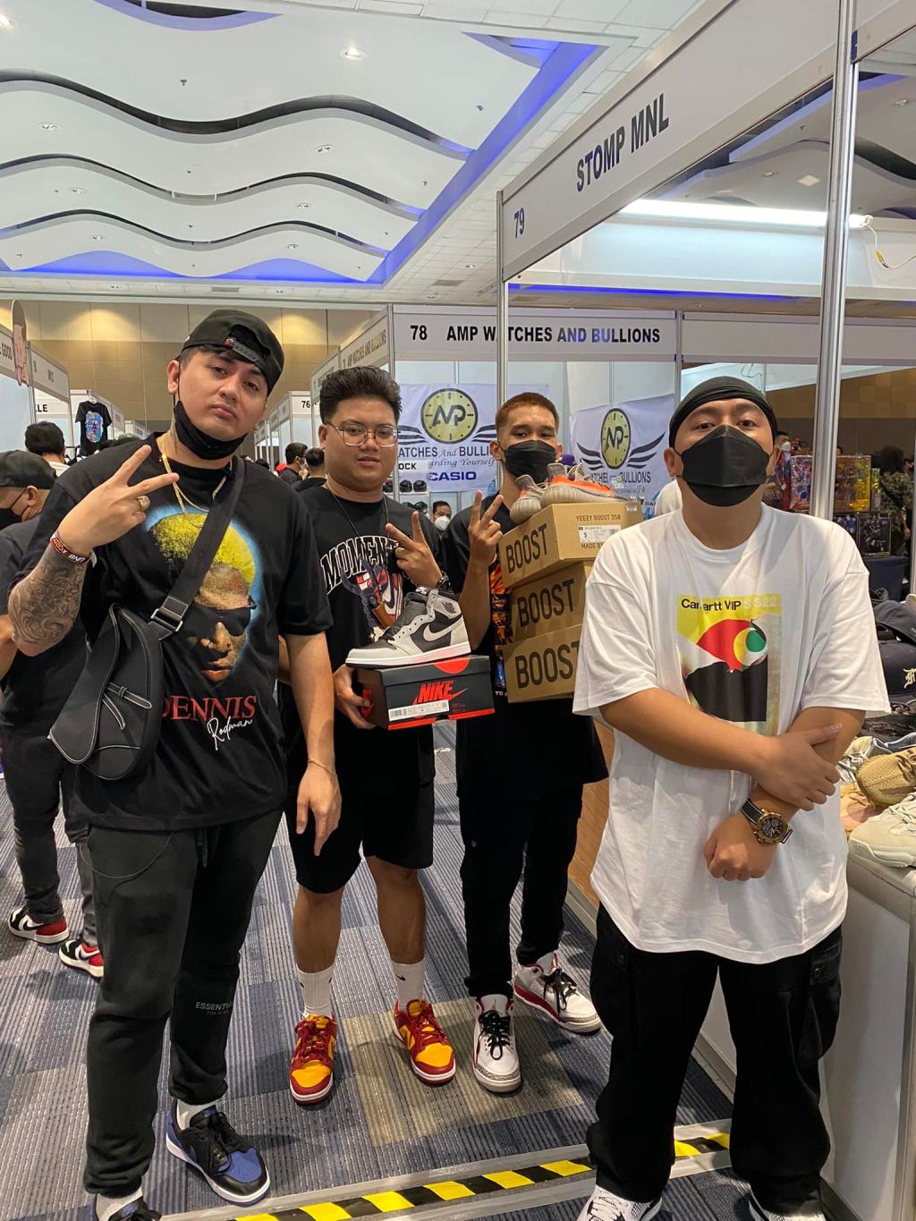 May be an image of 4 people, people standing, footwear and indoor