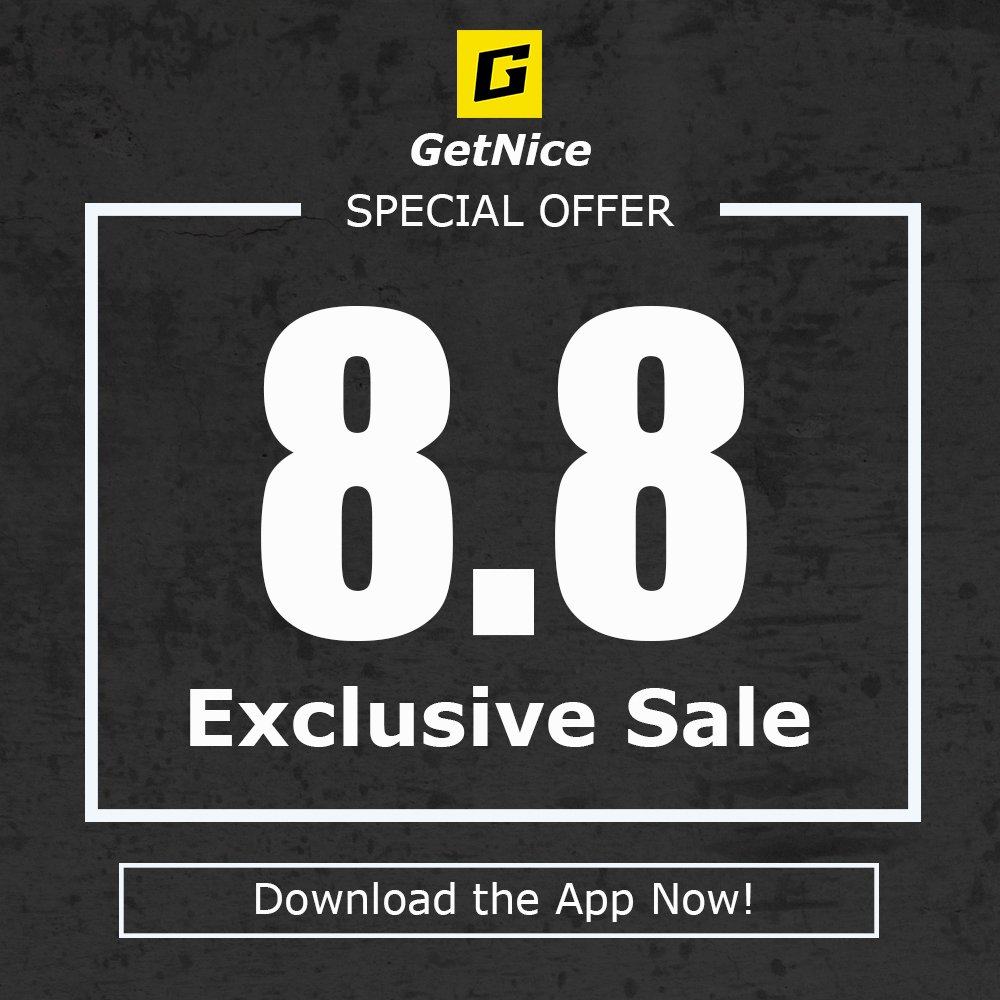 May be an image of text that says 'G GetNice SPECIAL OFFER 8.8 Exclusive Sale Download the App Now!'
