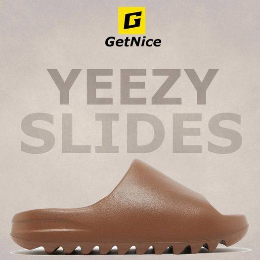 May be an image of footwear and text that says 'G GetNice YEEZY SLIDES'