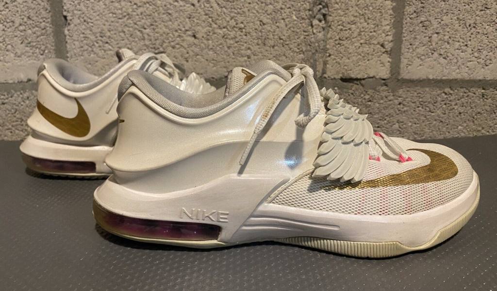NIKE KD 7 VII AUNT PEARL GS-WHITE/GOLD/PINK SHOES - YOUTH SIZE 6Y -  745407-176 | eBay