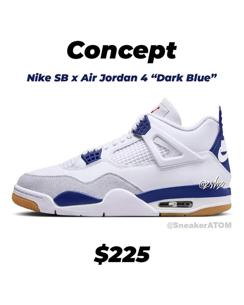 Nike SB,Air Jordan 4,Dark Blue  上次市价小 2K！Nike SB x AJ4 又出新配色！